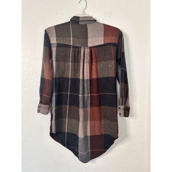 Free People Street Talk Women's Plaid Shirt Dress Size Small Snap Buttons - Picture 4 of 5